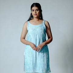 Royale Muslin Light Blue Sleeveless Kurta
