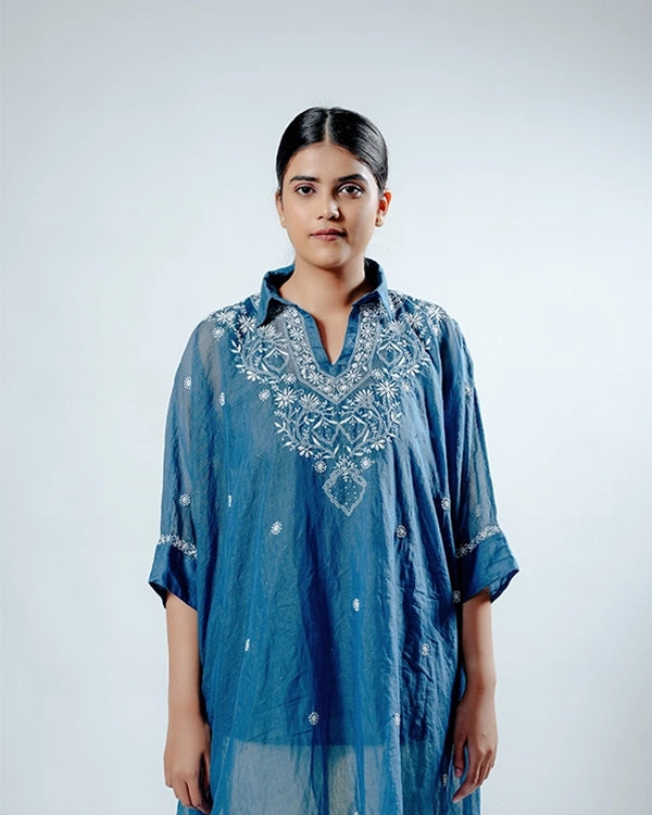 Royal Blue Mulchanderi Kaftan
