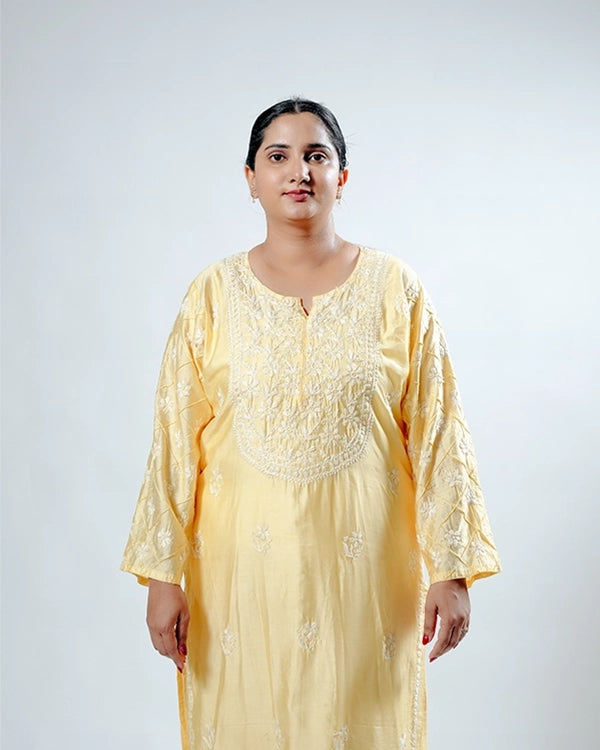 Yellow Chanderi Kurta