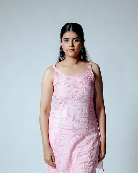 Royale Muslin Pink Sleeveless Kurta