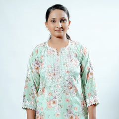 Readymade Divine Flora Crepe Green Kurta