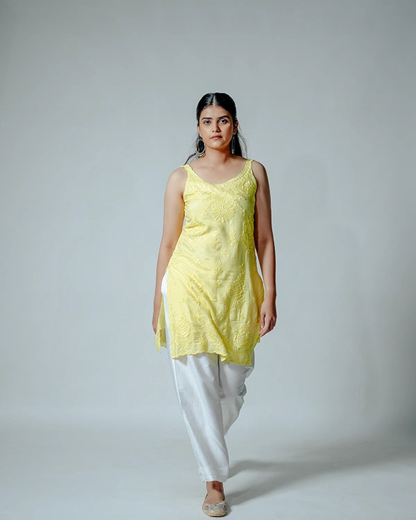 Short Yellow Muslin Kurta