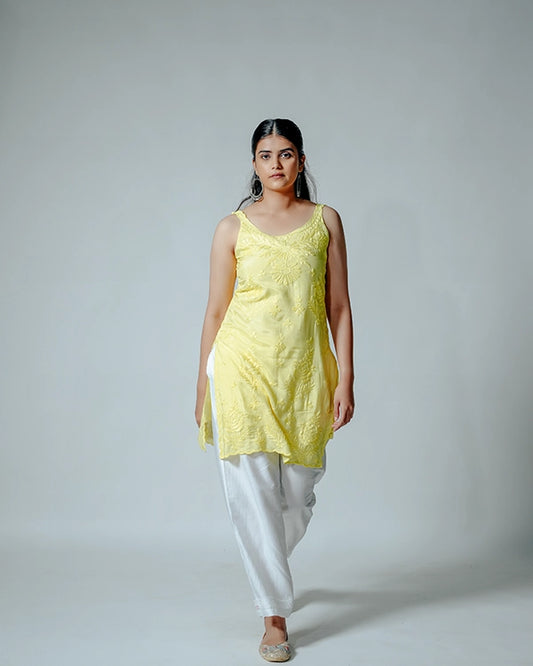 Short Yellow Muslin Kurta