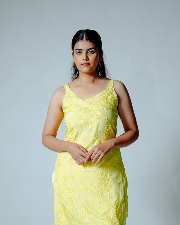 Short Yellow Muslin Kurta
