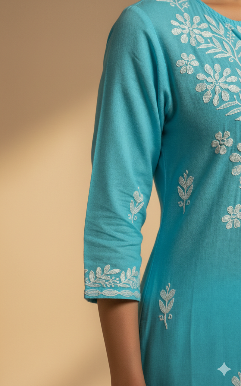 Light Blue Rayon Long Kurti