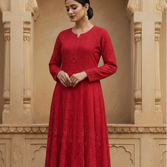 Red Anarkali Georgette Kurti