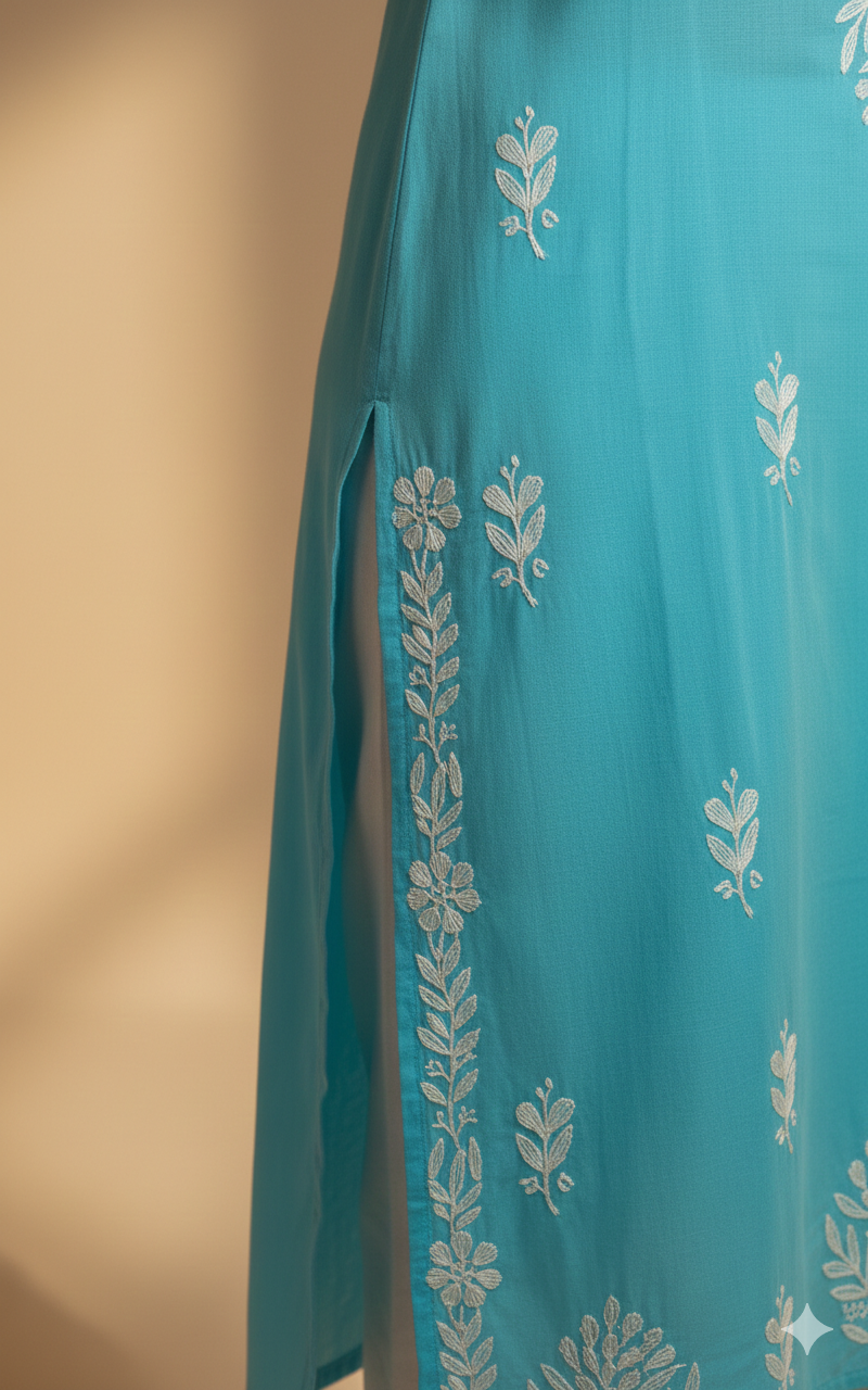 Light Blue Rayon Long Kurti