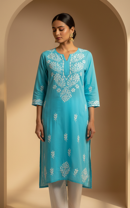 Light Blue Rayon Long Kurti