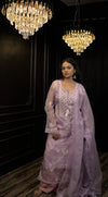 Chikankari Organza Lavender Kurta Dupatta Set