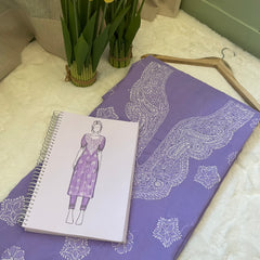 Purple Cotton Chikankari Unstitched Suit Set