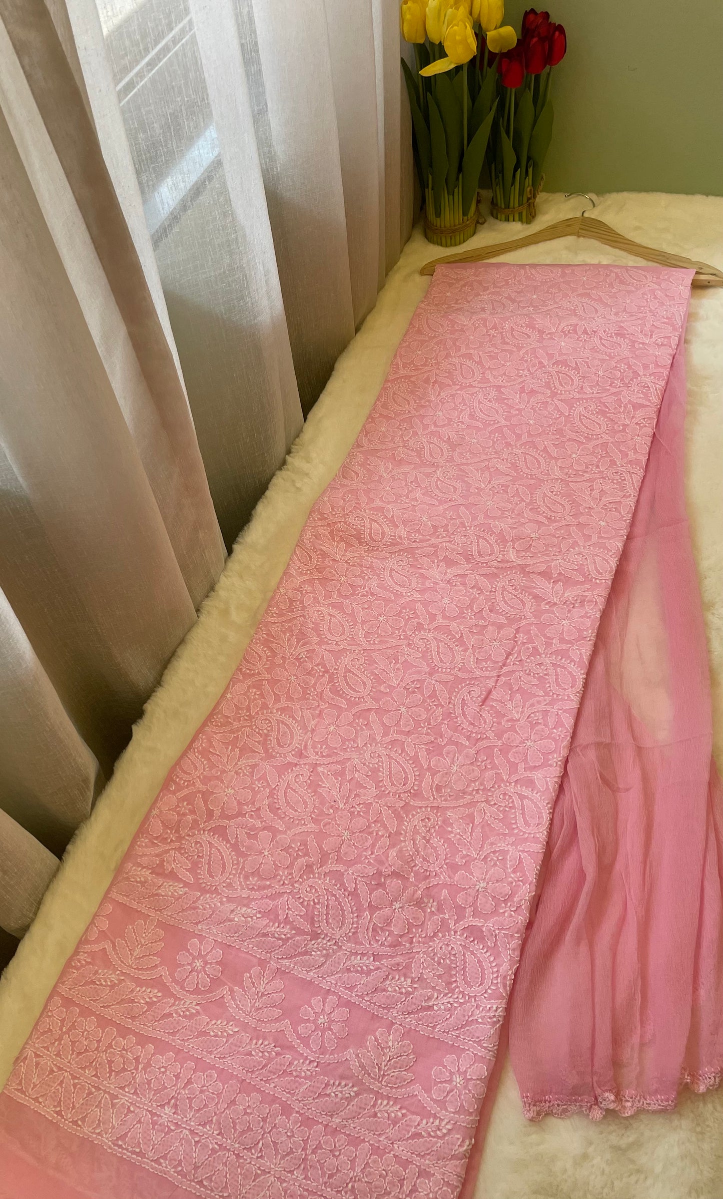 Baby Pink Cotton Suit Set - Garad Work