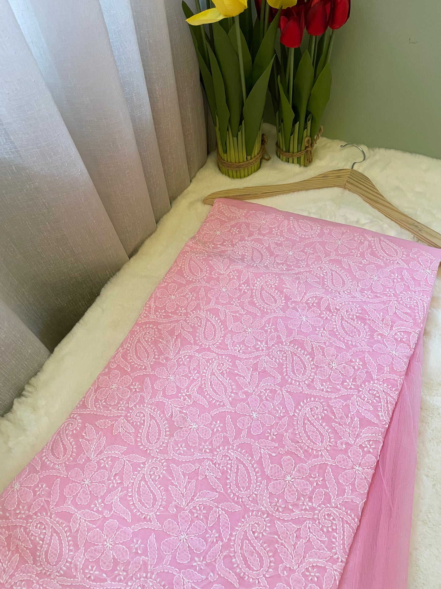 Baby Pink Cotton Suit Set - Garad Work