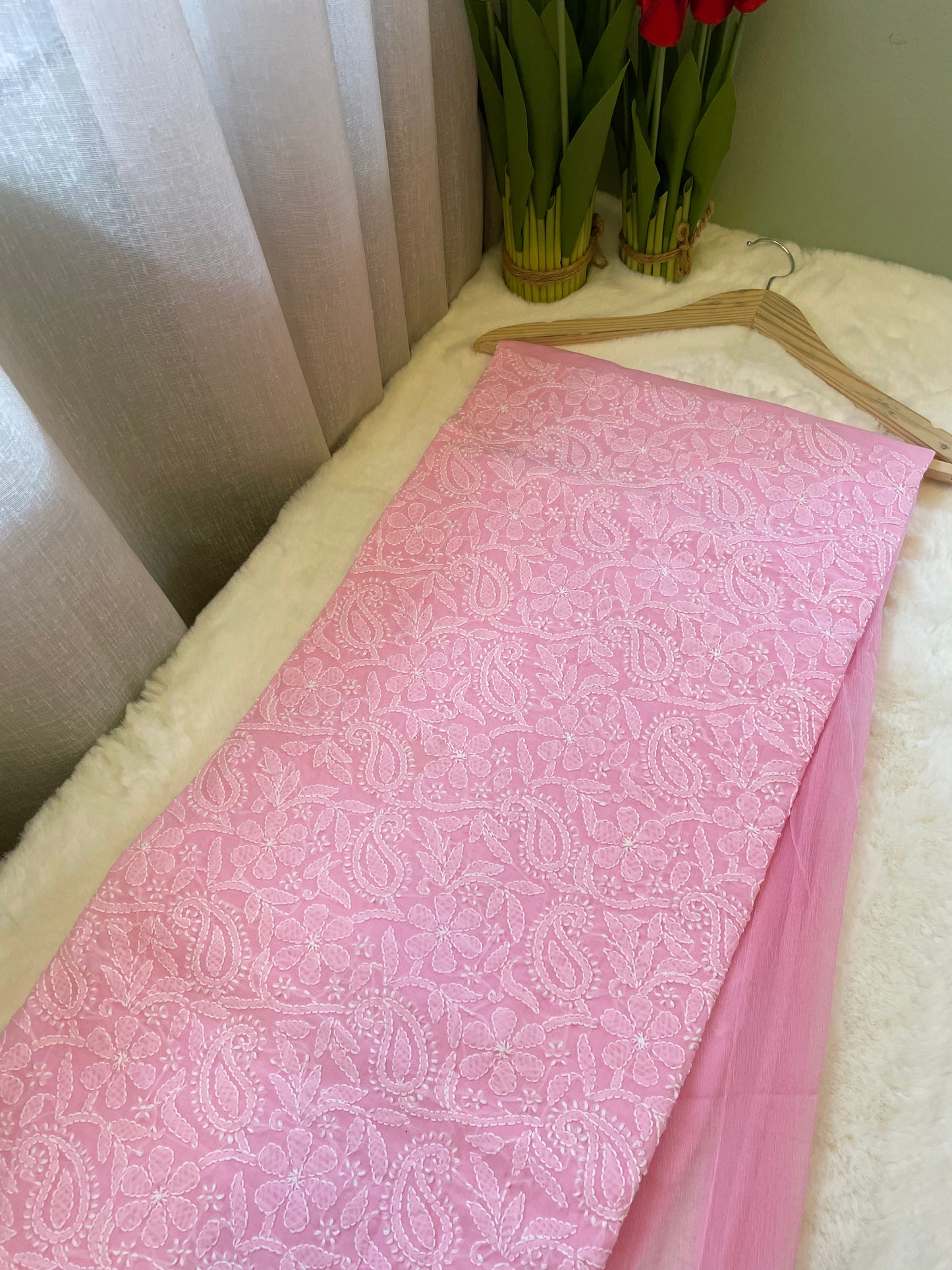 Baby Pink Cotton Suit Set - Garad Work