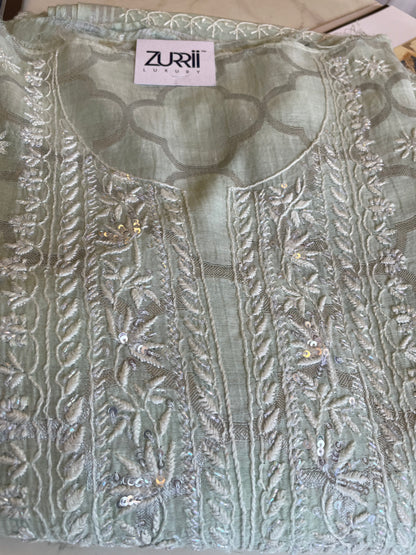 Pantone Hint of Mint Chikankari Suit Set