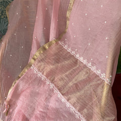 Pink Pearl Chikankari Work Unstitched Suit Set