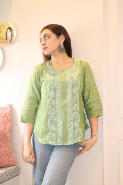Green Muslin Top