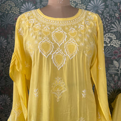 Pantone Yellow Balloon Pure Cotton Semistitched Suit Set