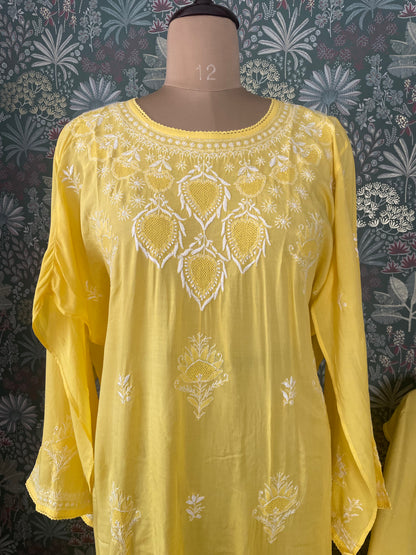 Pantone Yellow Balloon Pure Cotton Semistitched Suit Set