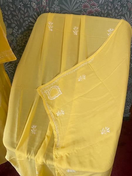 Pantone Yellow Balloon Pure Cotton Semistitched Suit Set
