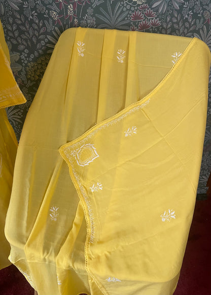 Pantone Yellow Balloon Pure Cotton Semistitched Suit Set