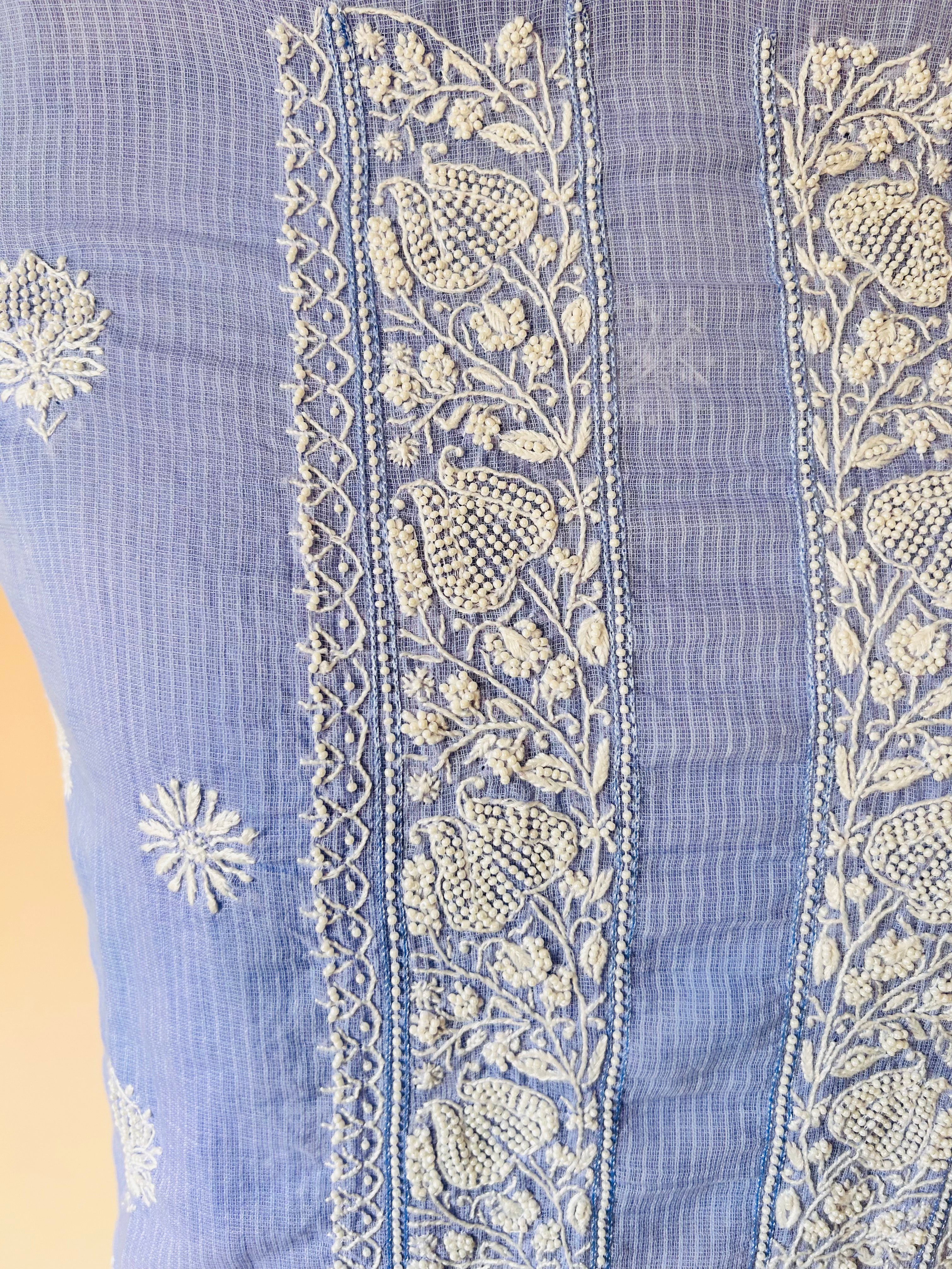 Blue Kota Unstitched Kurta