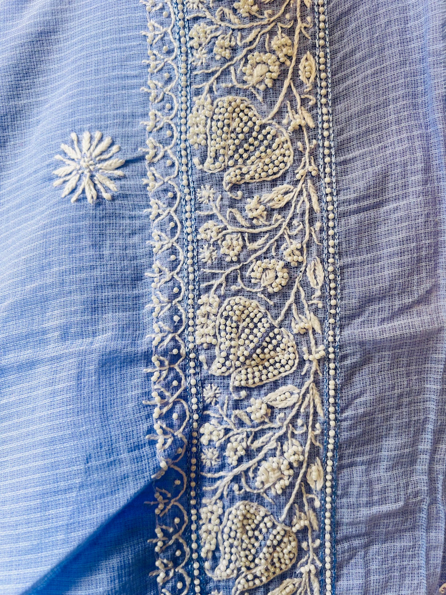 Blue Kota Unstitched Kurta