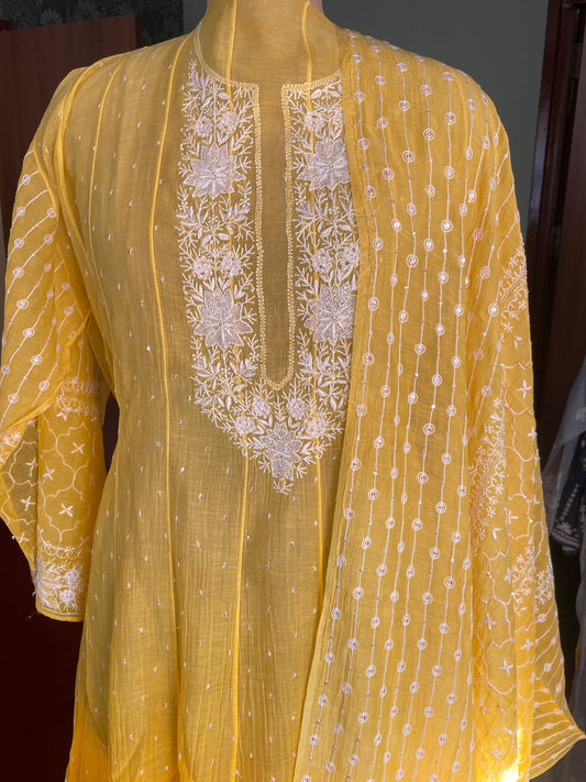 Yellow Chikankari Suit Set
