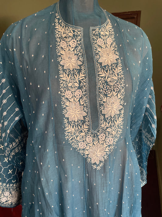 Blue Chikankari Suit Set