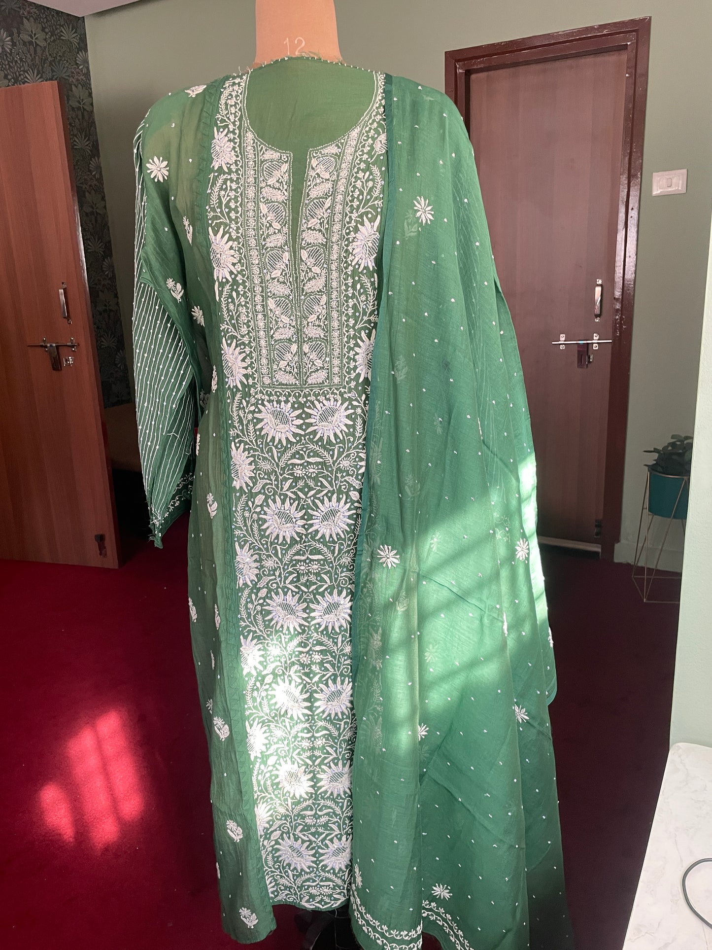 Green Chikankari Suit Set