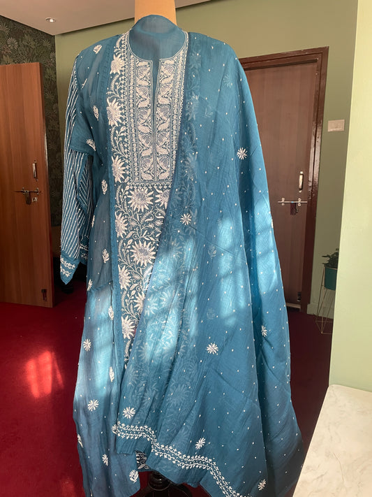 Blue Chikankari Suit Set