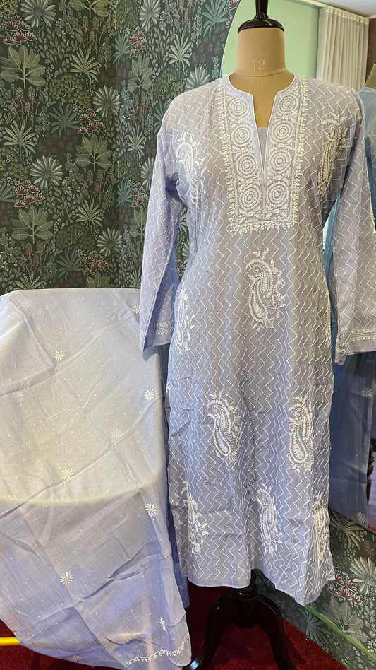 Ombre Blue Chikankari Suit Set