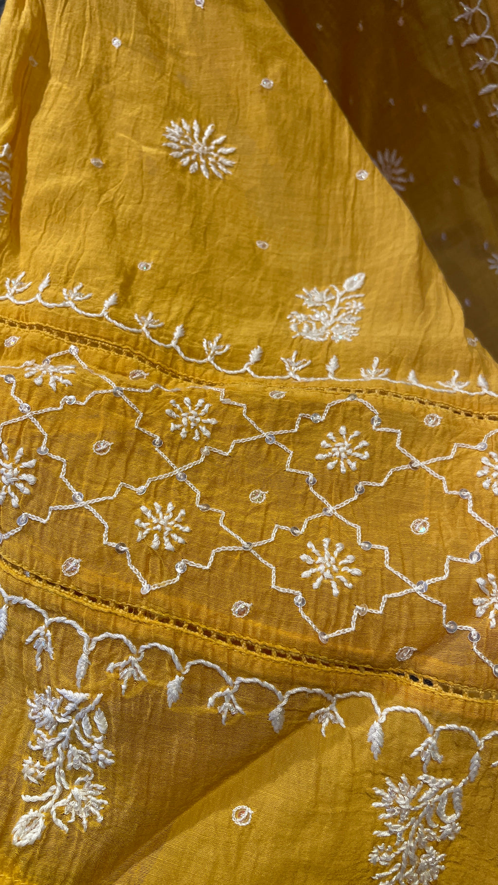 Mulchanderi Yellow Suit Set