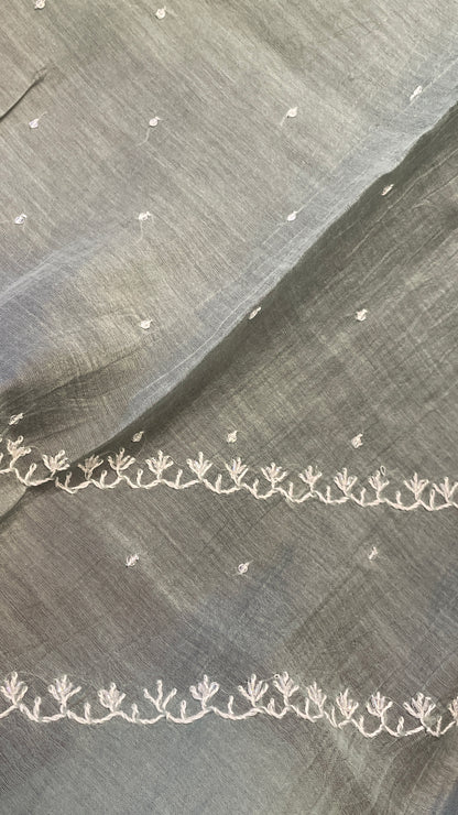 Mulchanderi Green Semistitched Jaal Suit Set