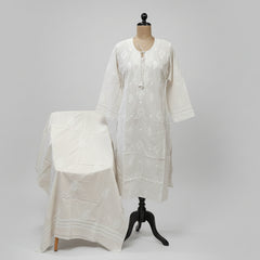 Cream Color Semistitched Cotton Suit Set