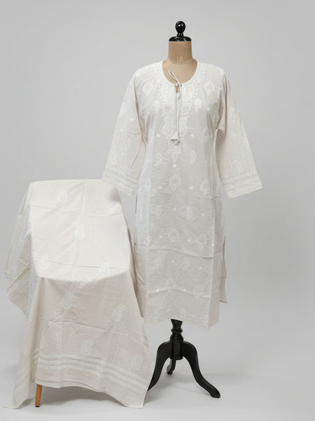 Cream Color Semistitched Cotton Suit Set