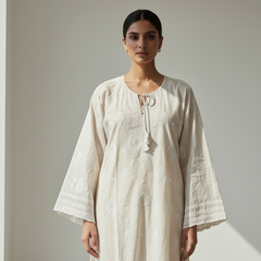 Cream Color Semistitched Cotton Suit Set