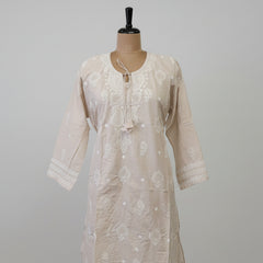 Cream Color Semistitched Cotton Suit Set