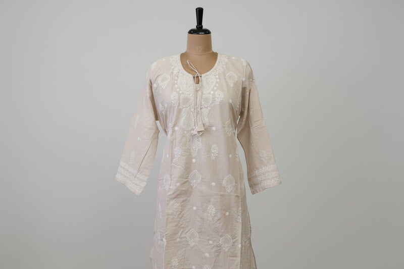 Cream Color Semistitched Cotton Suit Set