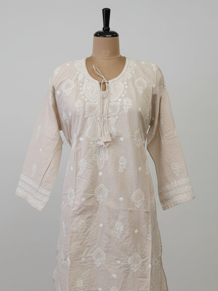 Cream Color Semistitched Cotton Suit Set