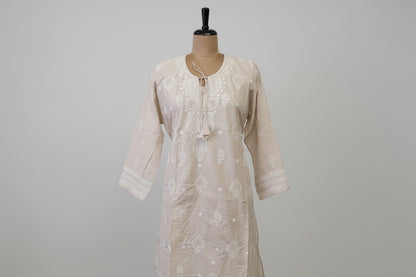 Cream Color Semistitched Cotton Suit Set