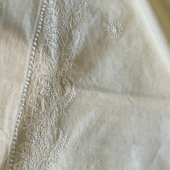 Cream Color Pure Cotton Unstitched Chikankari Suit Set