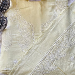 Pure Cotton Chikankari Unstitched Suit Set