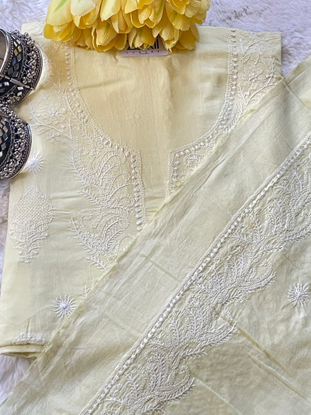 Pure Cotton Chikankari Unstitched Suit Set