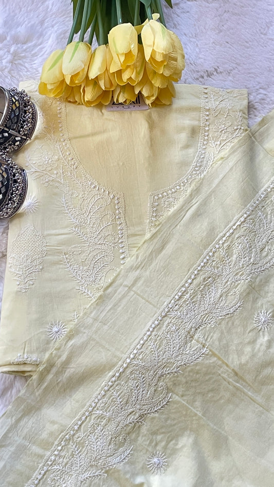 Pure Cotton Chikankari Unstitched Suit Set