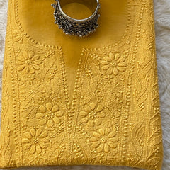 Chanderi Cotton Chikankari Unstitched Suit Set