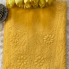 Chanderi Cotton Chikankari Unstitched Suit Set