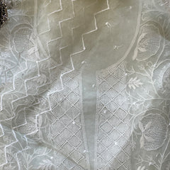 Organza Chikankari Unstitched Suit Set