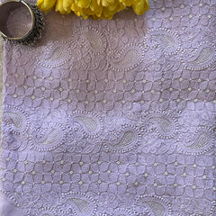 Lavender Color Georgette Chikankari Unstitched Suit Set With Pearl Work