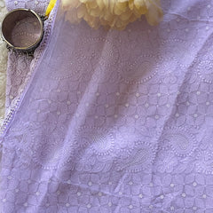 Lavender Color Georgette Chikankari Unstitched Suit Set With Pearl Work