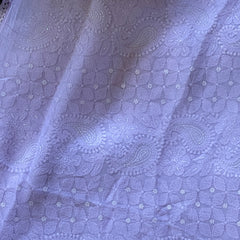 Lavender Color Georgette Chikankari Unstitched Suit Set With Pearl Work
